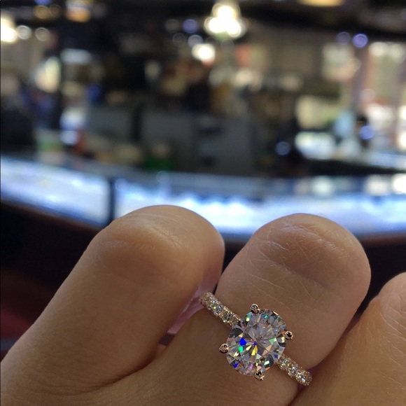 14k yellow gold engagement ring diamond oval 2 ct - Picture 5 of 8